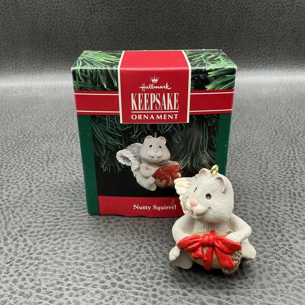 Hallmark Keepsake Nutty Squirrel Gray Small Resin Christmas Ornament W Box